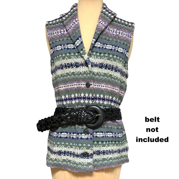 vest CHAPS southwestern cotton shawl collar button up classic vintage western - Picture 4 of 11